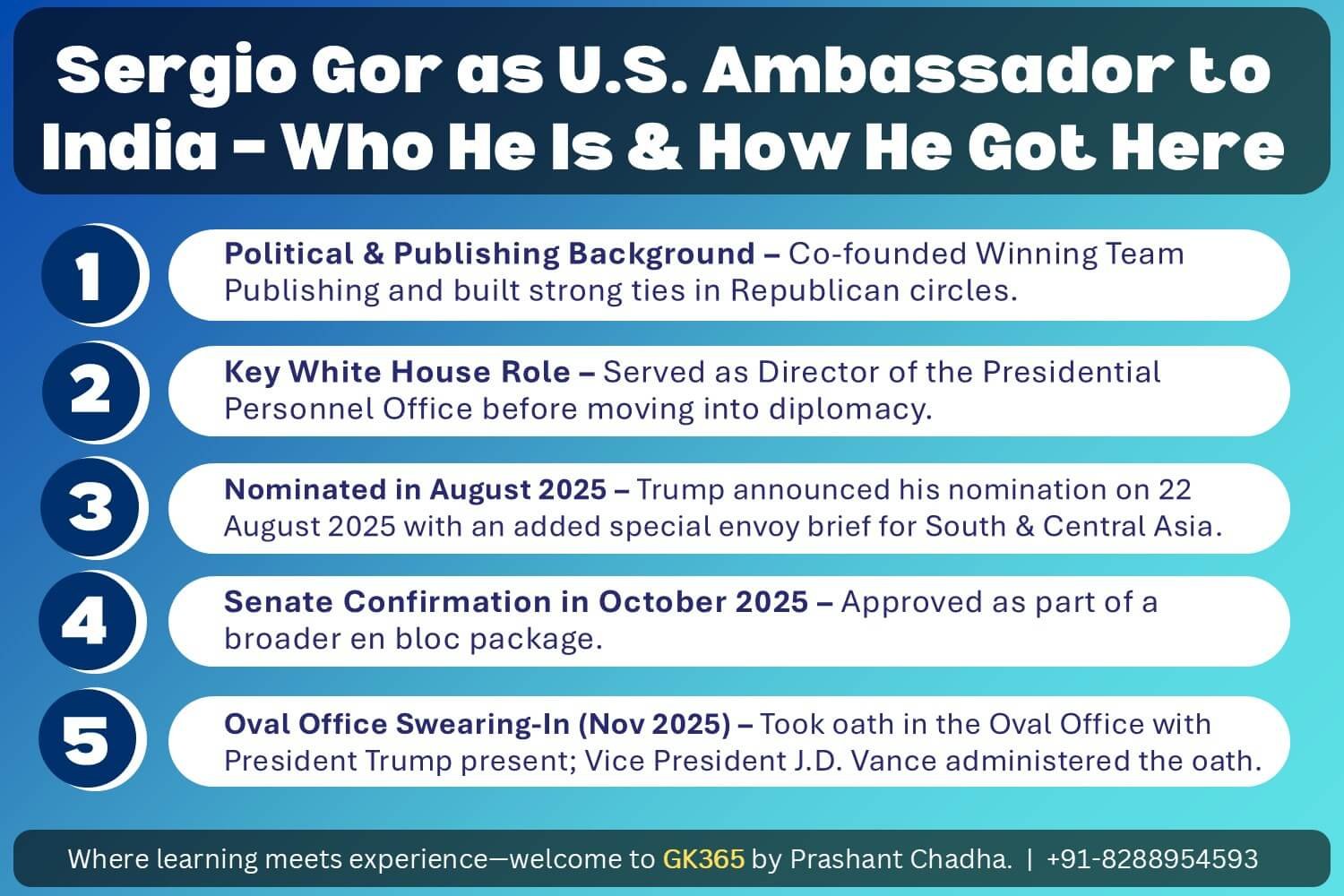 Sergio Gor as U.S. Ambassador to India – Who He Is, How He Got Here